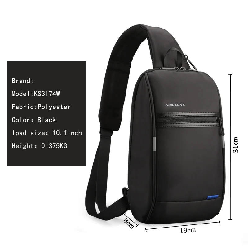 Kingsons الذكور حقيبة صدر للرجال الرجال Crossbody حقيبة صغيرة للرجال واحد الكتف حزام الظهر حزمة عارضة حقائب السفر