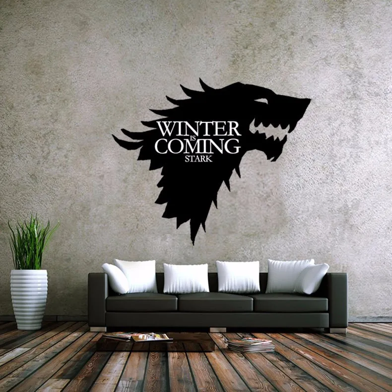 Домашний декор для спальни, Виниловая наклейка на стену с надписью «House Stark of Winterfell» и надписью «Game of Thrones»