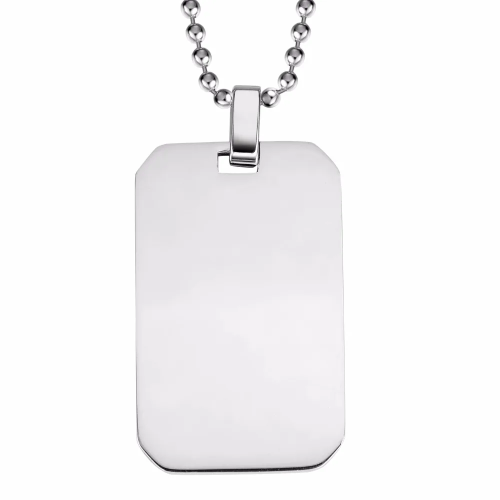 1Pc Men's Stainless Steel Pendant Blank, Oblong Dog Tag With Chain Stainless Steel Dog Tags Bulk