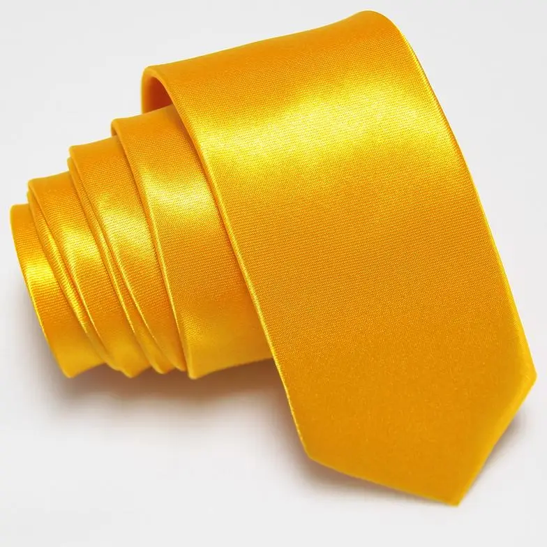 Мужские тонкие галстуки узкий галстук однотонный, из полиэстра Дешевые 36 цветов модные аксессуары 5 см Ширина - Цвет: 17 Yellow Gold