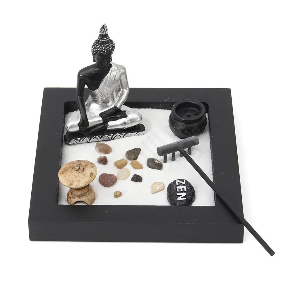 

Elaborately Statue Buddha Zen Garden Sand Meditation Peaceful Relax Decor Set Spiritual Zen Garden Kit Decoration Set