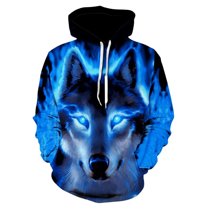  Fashion Men Wolf Animal 3D Printed Hooded Hoodies Men / Women's Shinning Wolf Design Sweatshirts 3D