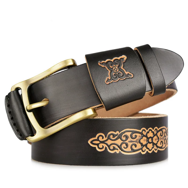 Presswork high-end men's belt GENUINE LEATHER JEANS shampoo layer cowhide belt men's new belt gift