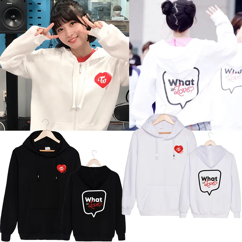 

2019 Dropshipping TWICE Album What is Love Concert With Hooded Plus Velvet Jacket