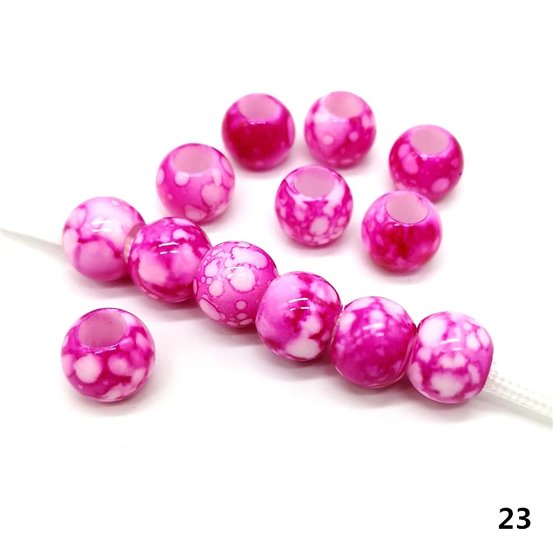 20 pcs 12mm Big Hole Beads Round Beads for Jewelry Making Acrylic Beads Multicolor Loose Bead Jewelry DIY Accessory - Цвет: 23