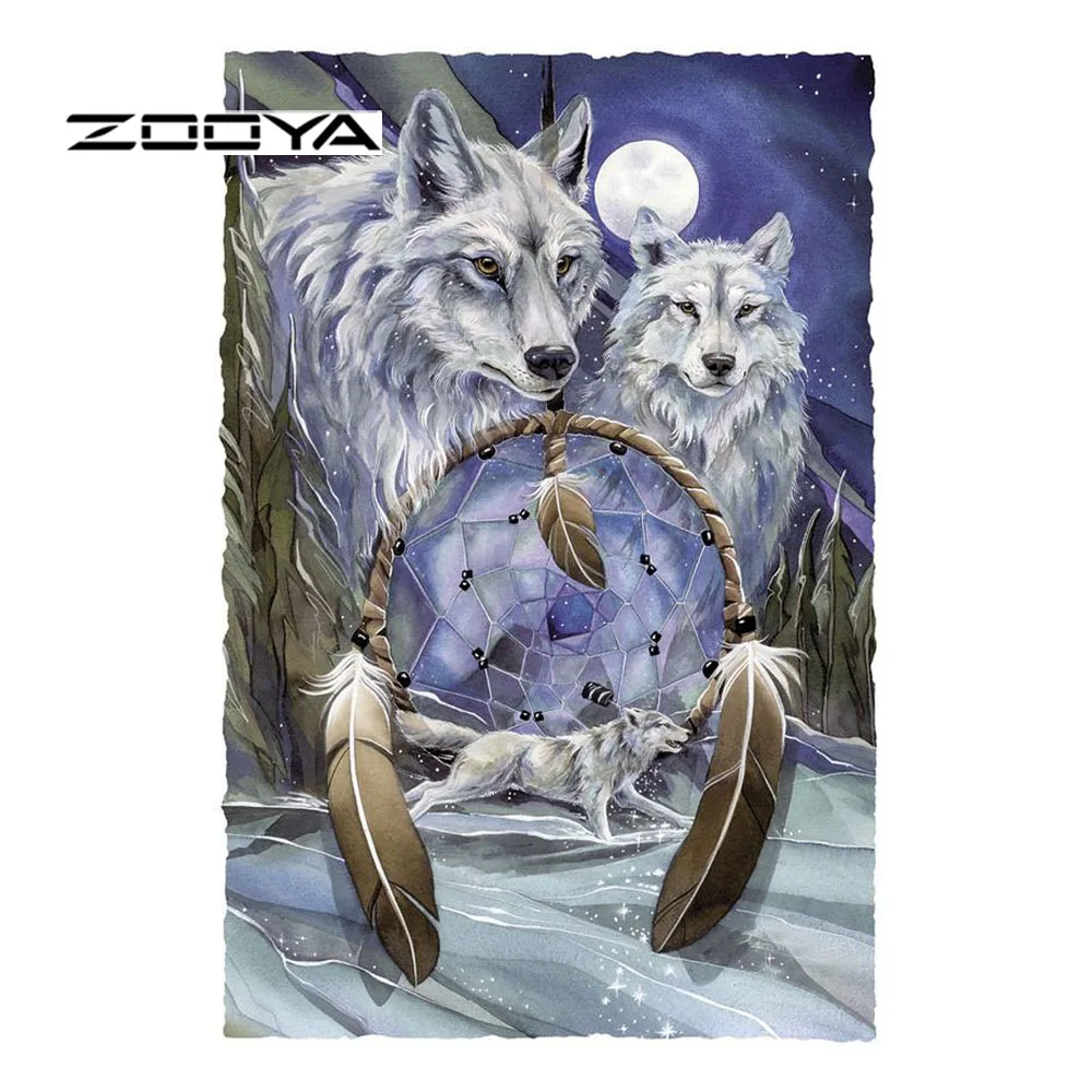 ZOOYA Diamond Painting Animal Wolf Full Embroidery Pattern Rhinestones Mosaic Needlework DIY Crafts Hobby RF1329 | Дом и сад