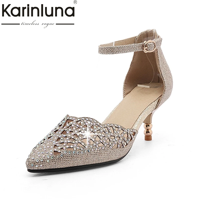 

karinluna large size 34-45 cut outs pointed toe women shoes woman elegant comfotable thin heels summer party sandals woman