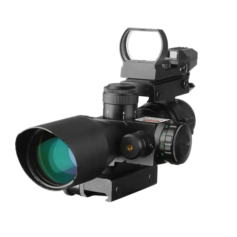 

Set 2.5-10X40E / R + HD Tactical 2.5-10x40 Riflescope Green Red Dual Illuminated Rifle scope and Red Dot Laser Sight Hunting Hot