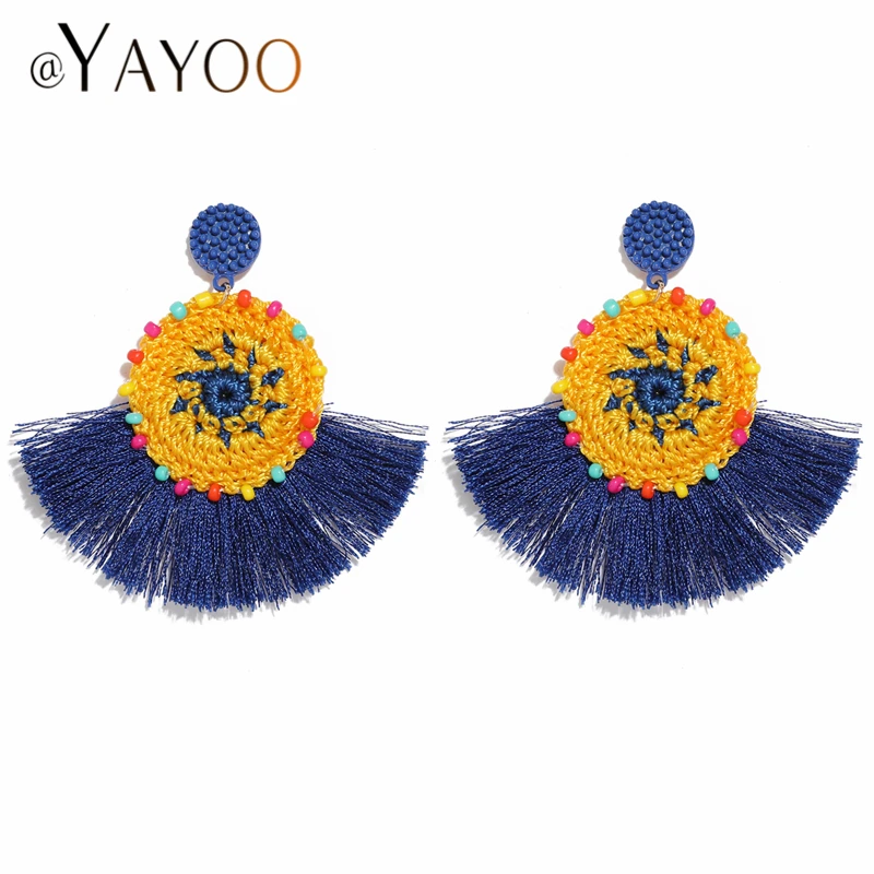

Bohemian Earrings Tassel Vintage Long Fringe Statement Bead Earings Fashion Jewelry Bridal Earrings for Women Wedding Brincos