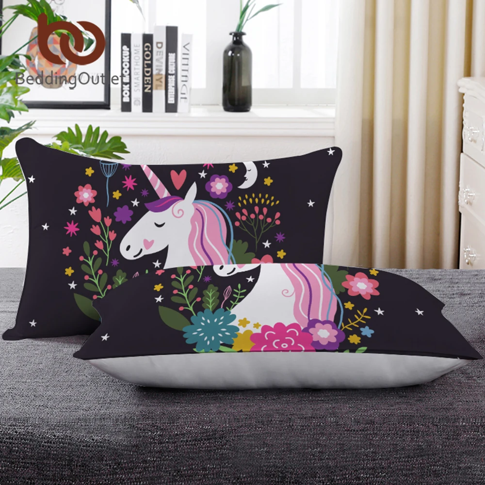 BeddingOutlet Cartoon Unicorn Body Pillow Pink Floral ...