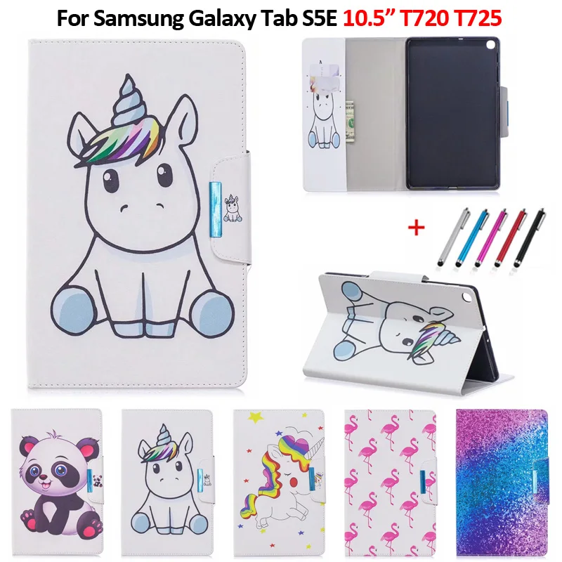 

Fashion Flamingo Unicorn Tablet Case For Samsung Tab S5e Case Leather Cover Funda For Samsung Tab s5e Case 10.5 SM-T720 SM-T725
