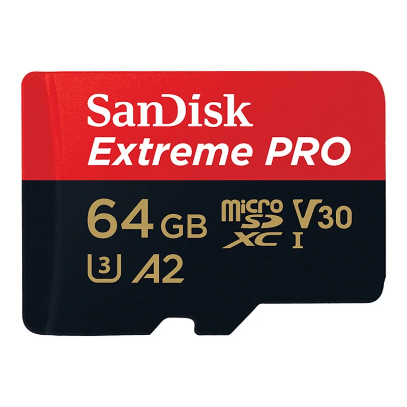 Карты памяти SanDisk Extreme Pro microSDXC micro SD Card 64 Гб UHS-I C10 U3 V30 A2 170 МБ/с. TF карты для спортивной экшен-камеры 4K со сверхвысоким разрешением Ultra HD, и с разрешением Full HD