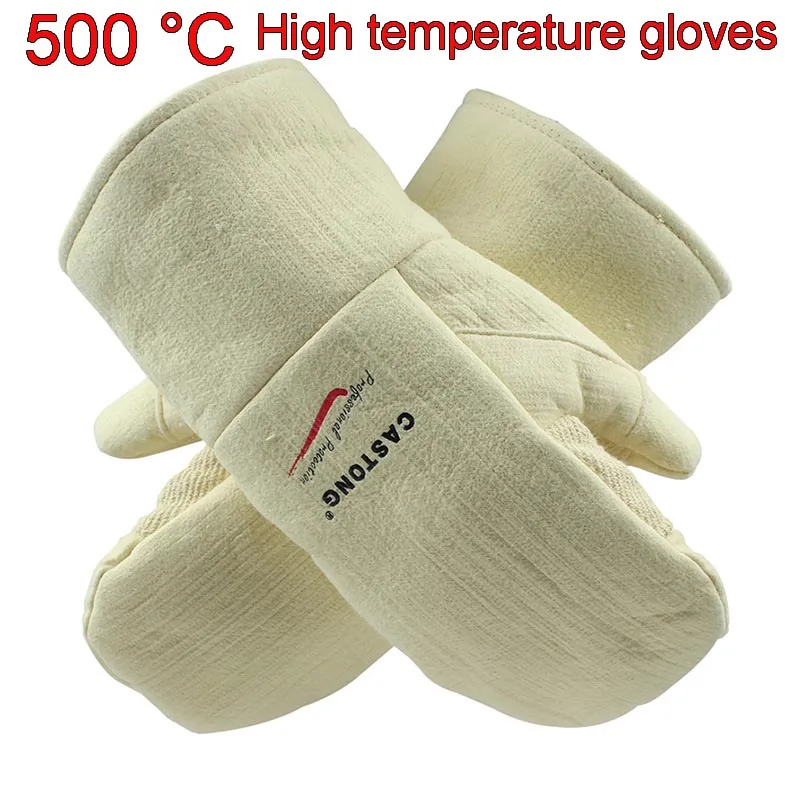 Кастонг 500 градусов высокотемпературные перчатки Арамидные анти-ожоги защитные перчатки 2 пальца высокие термостойкие перчатки