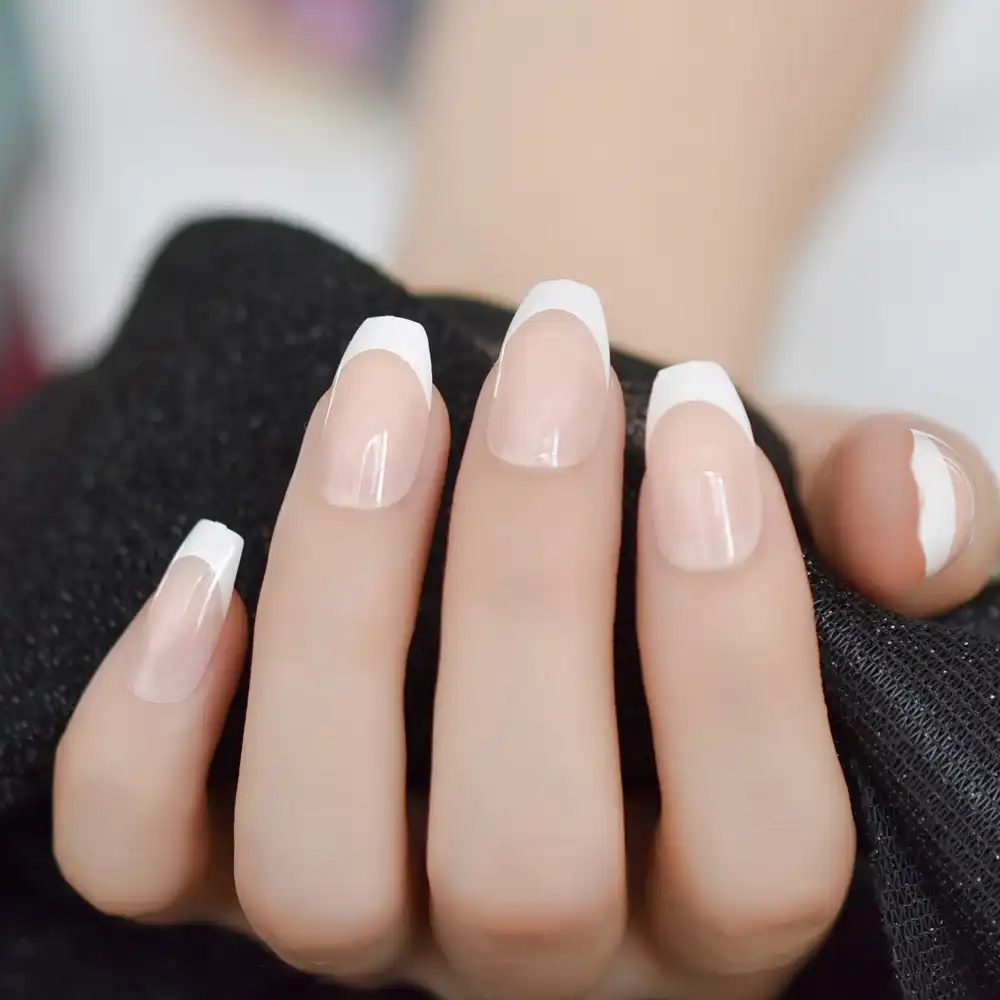 Natural Nude White French Coffin False Fake Nails Press On Flat Ballerina Nails Art Tips Daily Office Finger Wear Manicure 24pcs False Nails Aliexpress