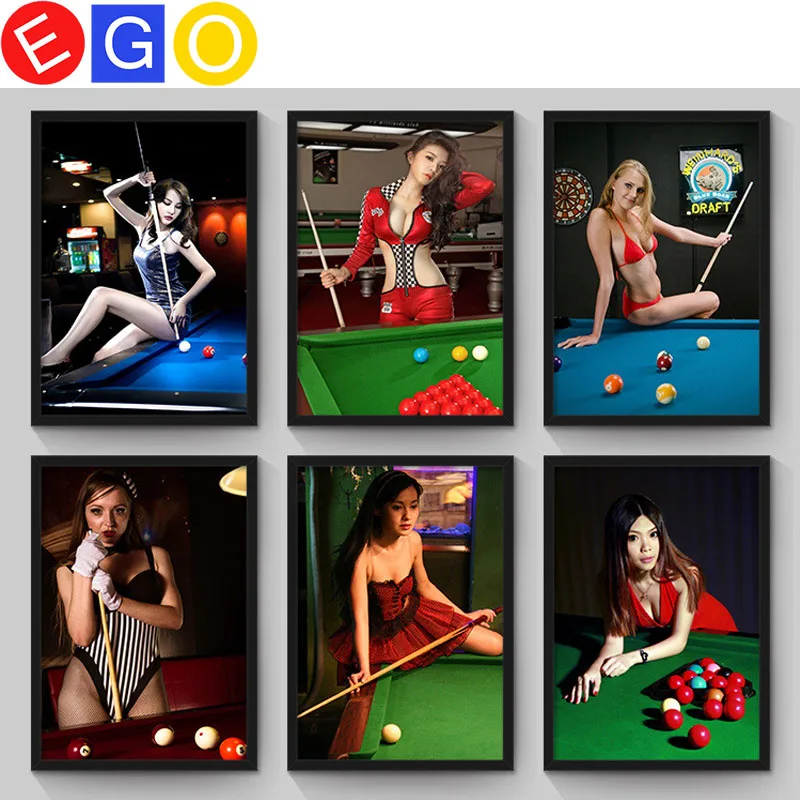 Modern Creative Sexy Beauty Billiard Room Bar Toilet Poster Decoration 