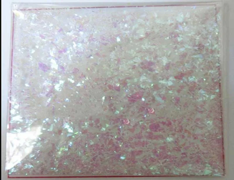 50g in 1 Fluorescent Glass Paper Clear Pink/Green Nail Snow Flakes Irregular Cut Paillette Nail Art Sequin,Broken Glass flakes - Color: clear pink