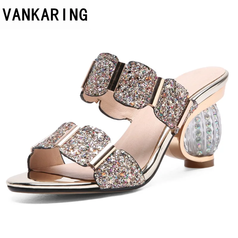 

VANKARING high qulaity women 2018 summer sandals shoes sexy high heels open toe shoes woman dress party casual gladiator sandals