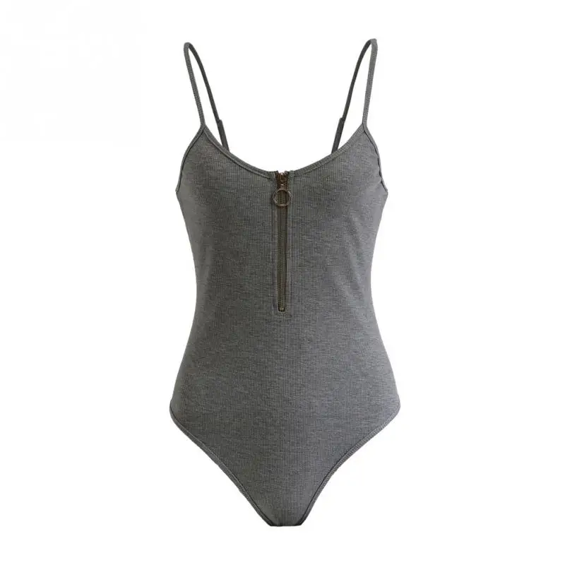 Women Bodysuit Sling Backless Female Summer Sleeveless Beach Hot Bodysuits Ladies Zipper Wild Solid Color Cotton Slim Bodysuits Women Bodysuit Sling Backless Female Summer Sleeveless Beach Hot Bodysuits Ladies Zipper Wild Solid Color Cotton Slim Bodysuits