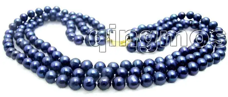 SALE Big 7-8mm Black HIGH QUALITY AA natural freshwater Pearl 3 Strands 18-19-20