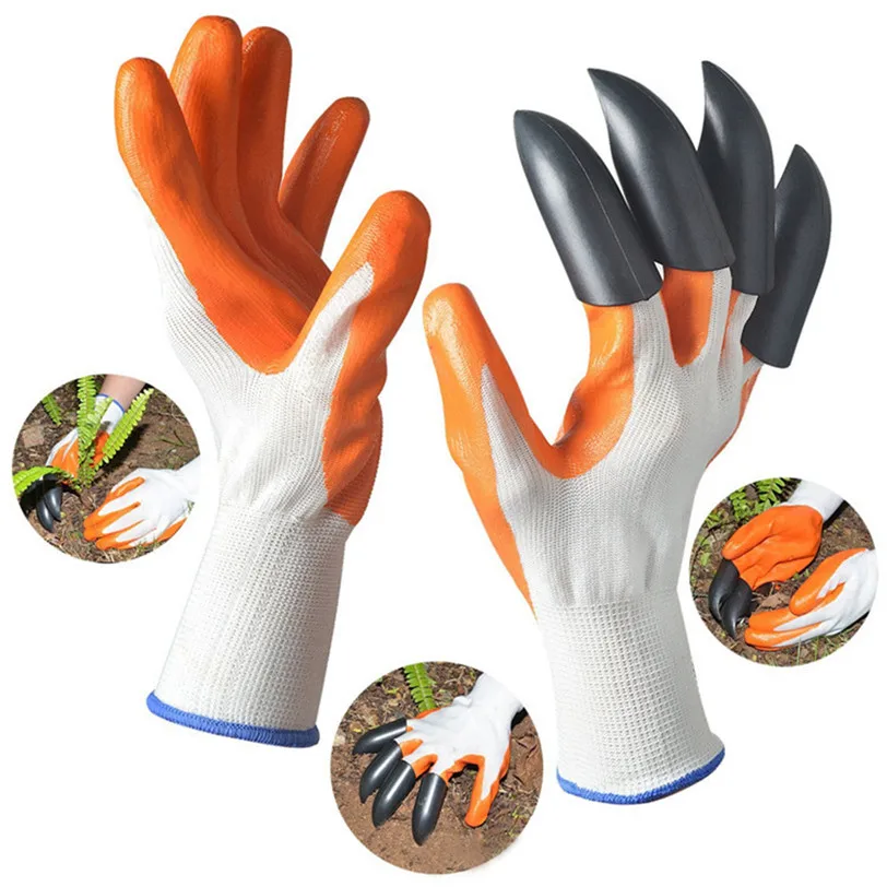 Rubber Gardening Gloves for garden Digging Planting with 4 ABS Plastic