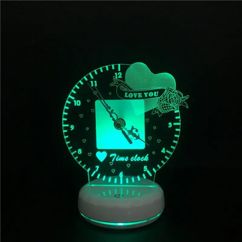 Chiclits Novelty Time Clock 3D LED Table Lamp USB Touch Remote Control Night Light With Multicolor I Love You For Kid Bedroom (4)