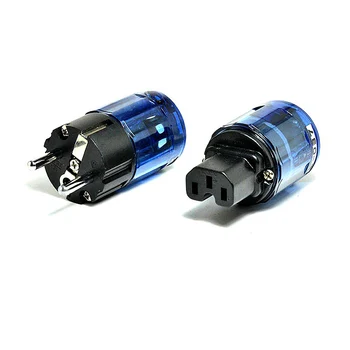 

1 Pair Rhodium Plated C-037 IEC plug + P-037E Schuko Power Plug EUR Power Plug