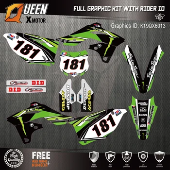 

Queen-X Custom Team Graphics Backgrounds Decals 3M Stickers Kit For Kawasaki KX250F 2013-2016 013