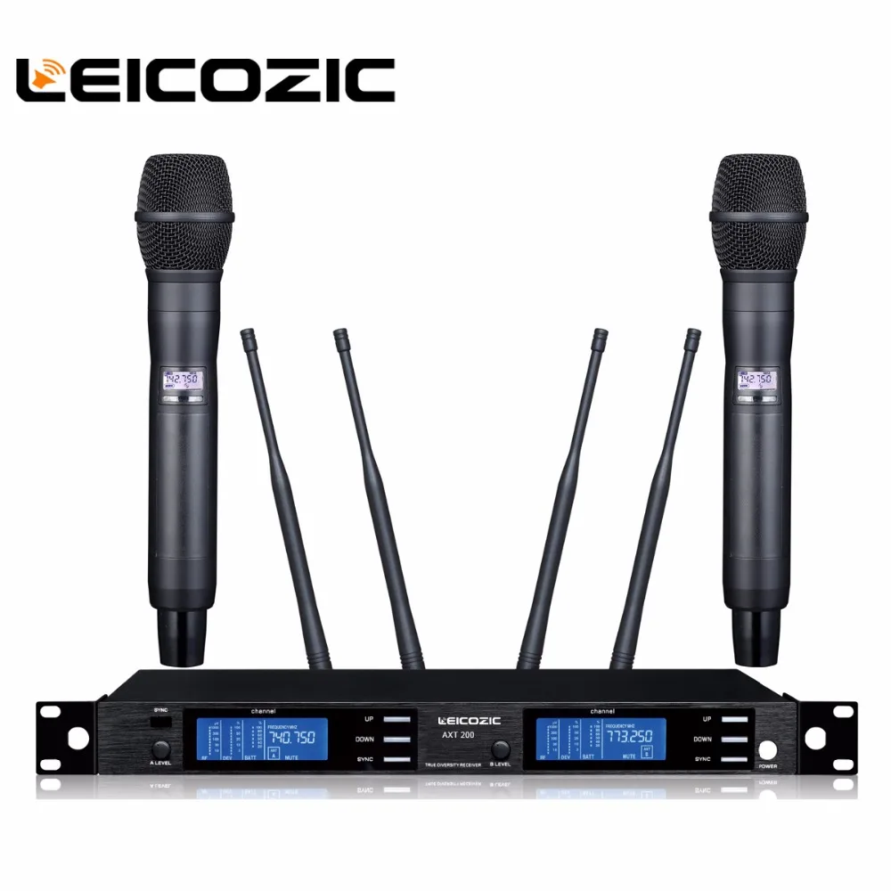 Leicozic Professional UHF Wireless Stage Microphone Mic System Dual