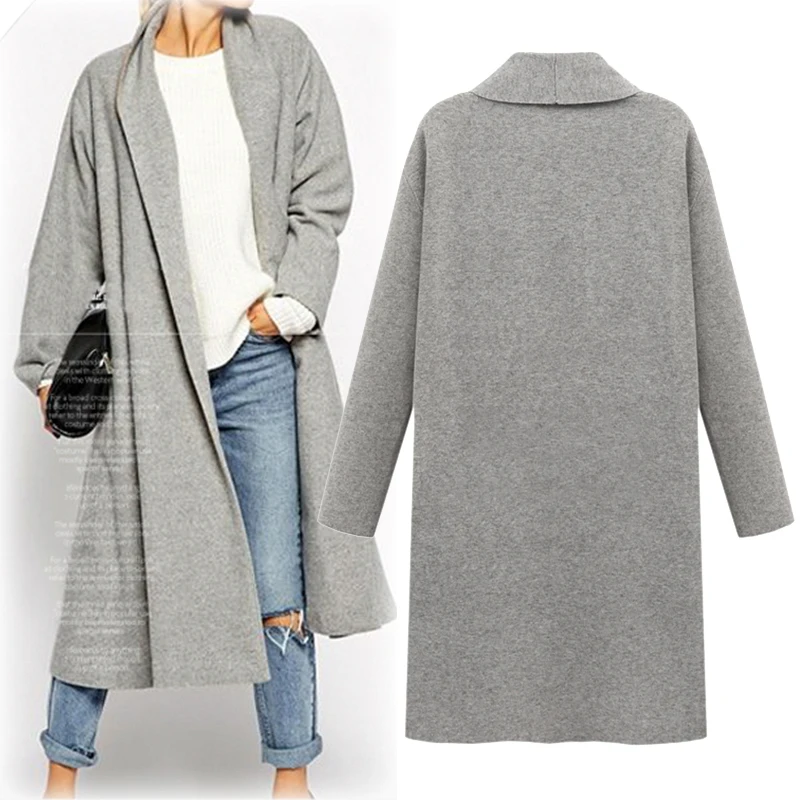 Autumn Winter Plus size XL-5XL Women Sweaters Knitwear Solid Long Sleeve Cardigans Knitted Sweater Open stitch Coat (4)