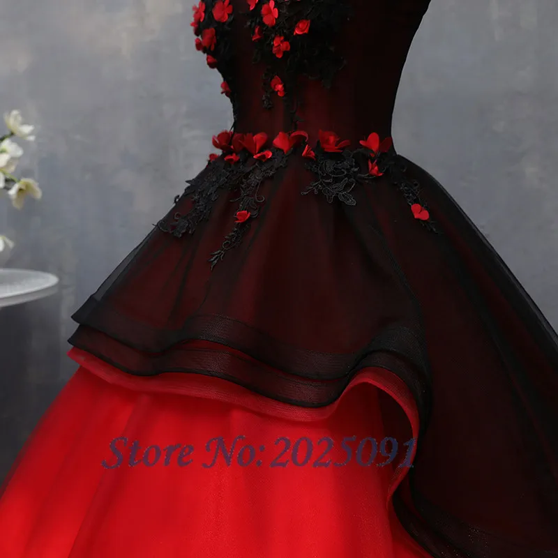 Vestido de baile rojo y negro para 15 quinceañera largo, fiesta de graduación, apliques de encaje con cuentas, dulce vestido de 16 años, gran oferta, 2019 _ - AliExpress Mobile