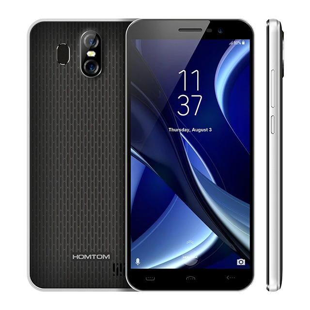 Global Version HOMTOM S16 Smartphone 5.5inch Cellular Cell Phone Quad Core 2GB RAM 16GB ROM Dual Camera Fingerprint Mobile Phone - Цвет: Global Version Black