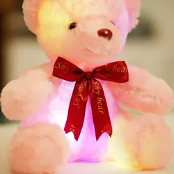 1 шт. 25 см Прекрасный Мини-световой ленты лук галстук Медведь плюшевые игрушки, детский мультфильм Teddy Bear кукла подарок на день рождения