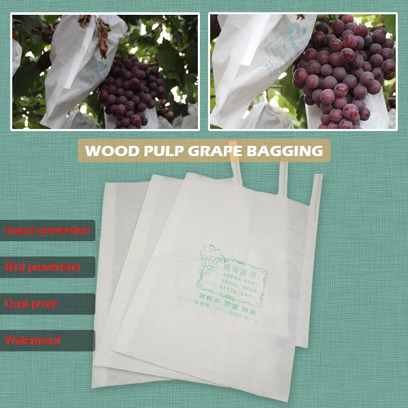 

50pcs High quality wood pulp Grape bagging Paper bag Fruit Growth protection bag Insect proof waterproof birdproof Pest control