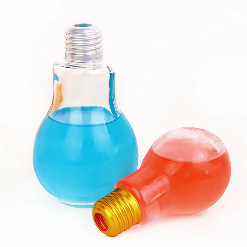 300ml Creative Light Bulb Straw Mug Individual Juice Coke Cup Light