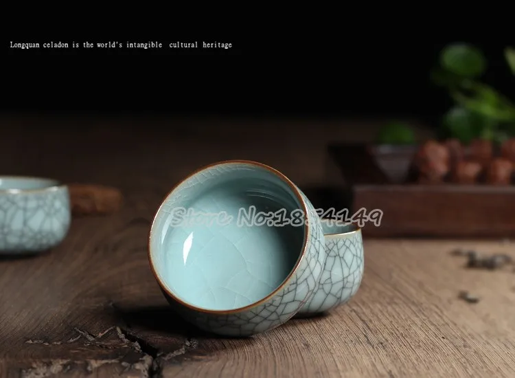 WIZAMONY набор из 3 предметов, высококачественный китайский чайный сервиз Longquan Celadon Di Kiln ручной работы, Подарочная посылка, фарфоровый чайный сервиз для кунг-фу