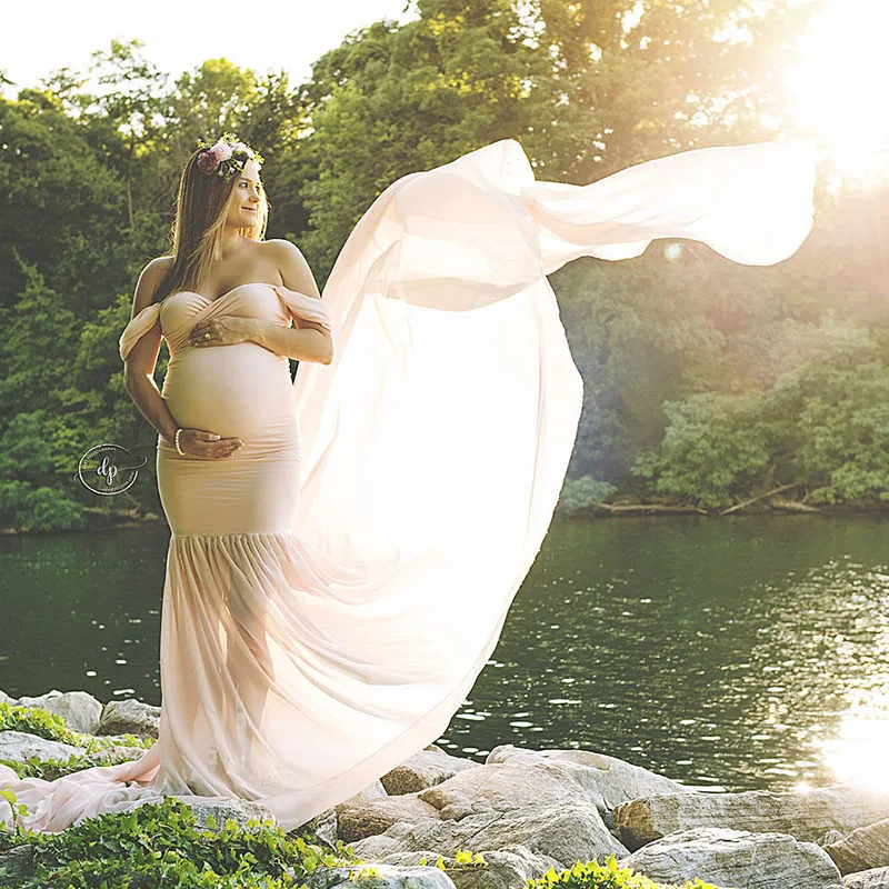 Платье для беременных фотография Реквизит беременность сексуальная одежда Материнство с открытыми плечами Макси-платье Съемка фото одноцветное платье для беременных