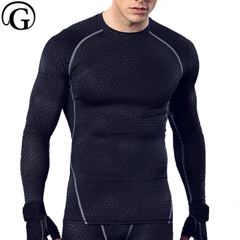 

PRAYGER Fish Scales Body Shapers Chest Binder Control Tummy Compression Tops Elastic Dry T shirt Long Sleeves O neck Underwear