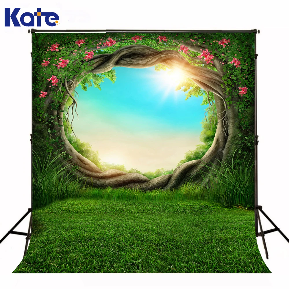 Kate Kartun 3D Landscape Hijau Layar Chromakey Latar Belakang Untuk