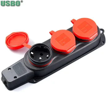 

New IP44 16A 3000W EU German 2PE 3W Outdoor Waterproof Outlet Rain Plug with Cover Germany Russia Wireless Extension Power Strip