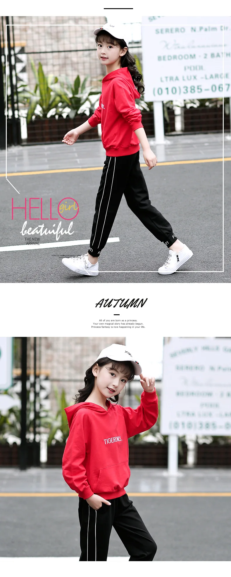 Girls Sets Spring Children Suits For Girls Clothing Sets Casual Kids Sportswear Cotton Hoodies Print Sweatshirts+Pants Trouser