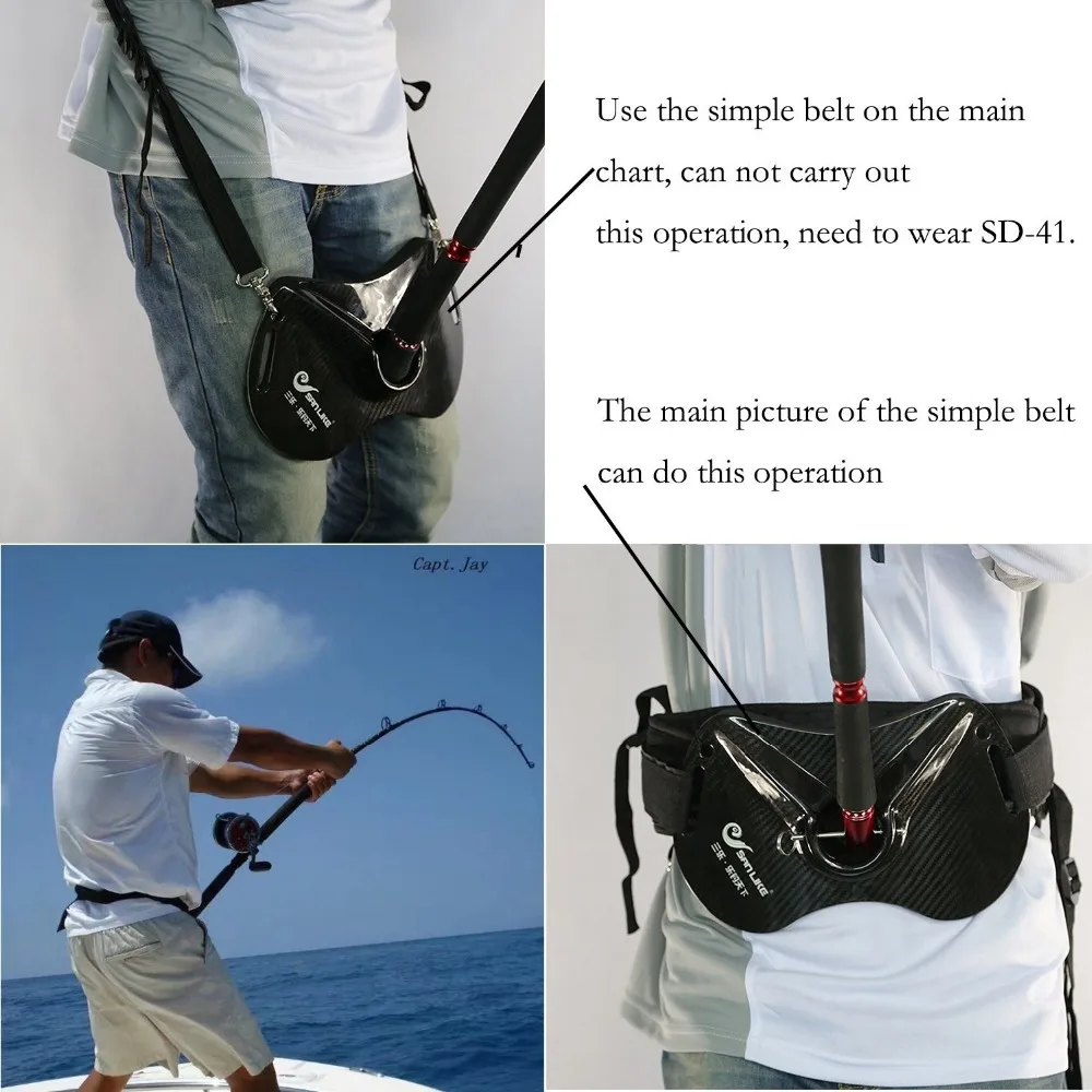 Sanlike Fishing Fighting Rod Holder Adjustable Belt Waist Carbon Fiber