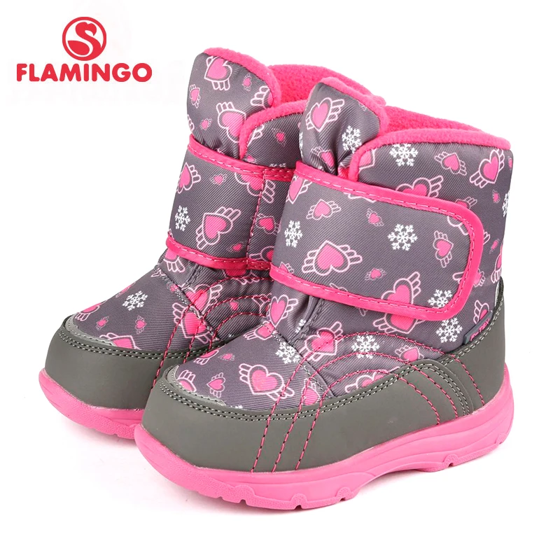 FLAMINGO Waterproof Warm Winter Fashion Snow Boots with Wool High Quality Anti-slip Size 22-27 Kids Shoes for Girl 72M-QK-0428 FLAMINGO Waterproof Warm Winter Fashion Snow Boots with Wool High Quality Anti-slip Size 22-27 Kids Shoes for Girl 72M-QK-0428