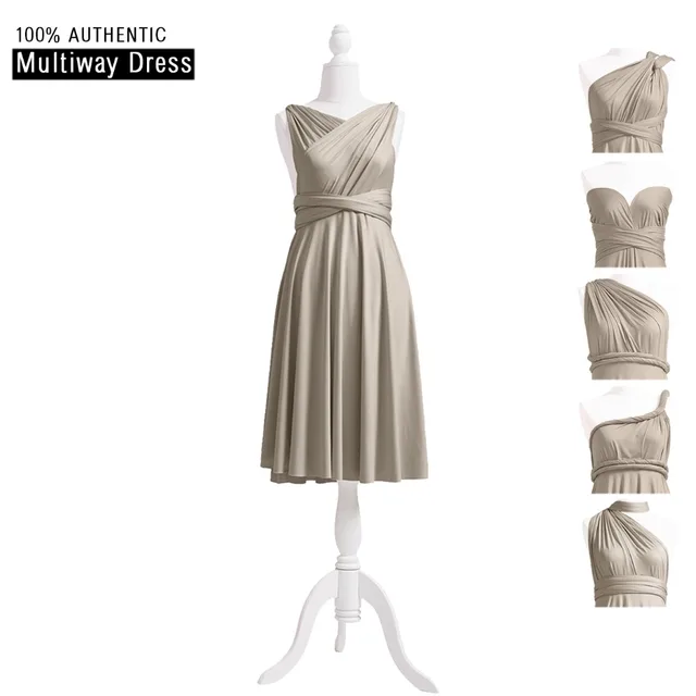 Cheap Taupe Bridesmaid Dress Infinity Short Dress Blue Multi Way Knee Length Dress Convertible Wrap Dress With V-Neck Style Cheap Taupe Bridesmaid Dress Infinity Short Dress Blue Multi Way Knee Length Dress Convertible Wrap Dress With V-Neck Style
