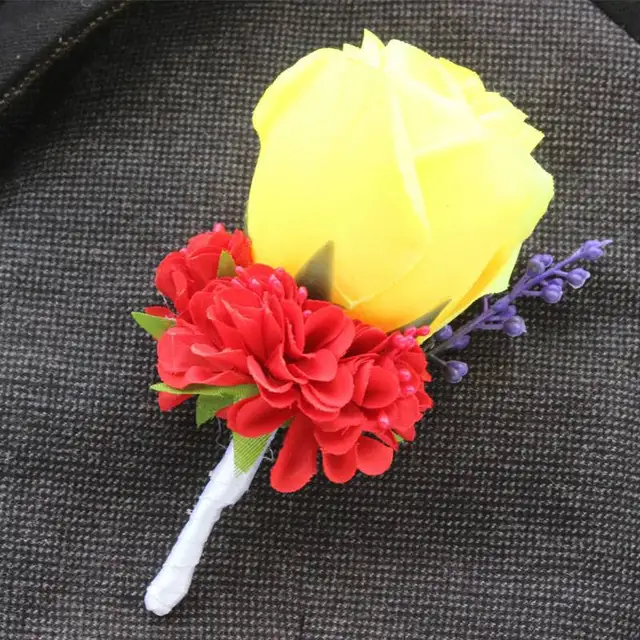 美品 結婚披露宴のピンクのための3xpe人工バラの花コサージュとブートニア Shipsctc Org
