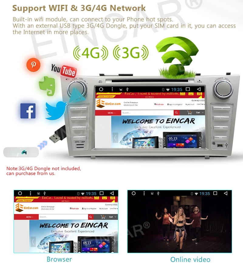 Clearance Android6.0 OS 8" Car DVD Player Radio Stereo GPS Wifi for Toyota Camry 2007-2012 3