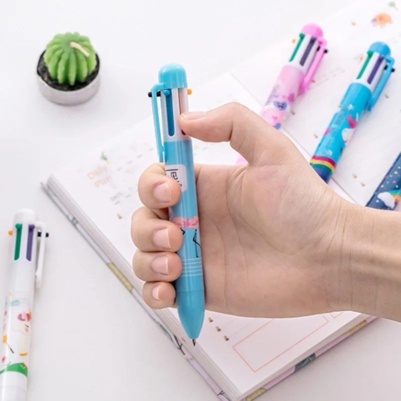 

6 colors in 1 Ballpoint Pen Kawaii Flamingo Unicorn Ball Pen For Writing Girls Boys Kids Gift Office School Supplies Novelty