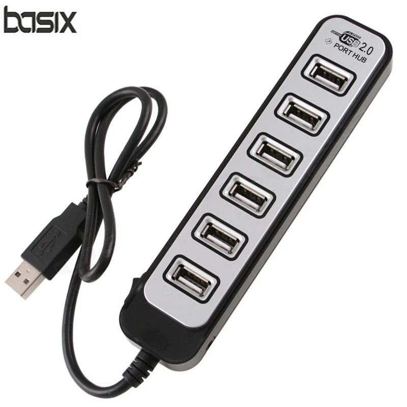

Basix usb hub 7 Port USb2.0 Hub With Power On/off Switch Expander Multiple usb Converter Adapter for MacBook PC Notebook Laptop