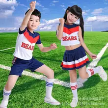 Детские плиссированные юбки для чирлидинга в кампусе, костюмы для студентов начальной средней школы, костюмы для мальчиков и девочек, униформа чирлидеров