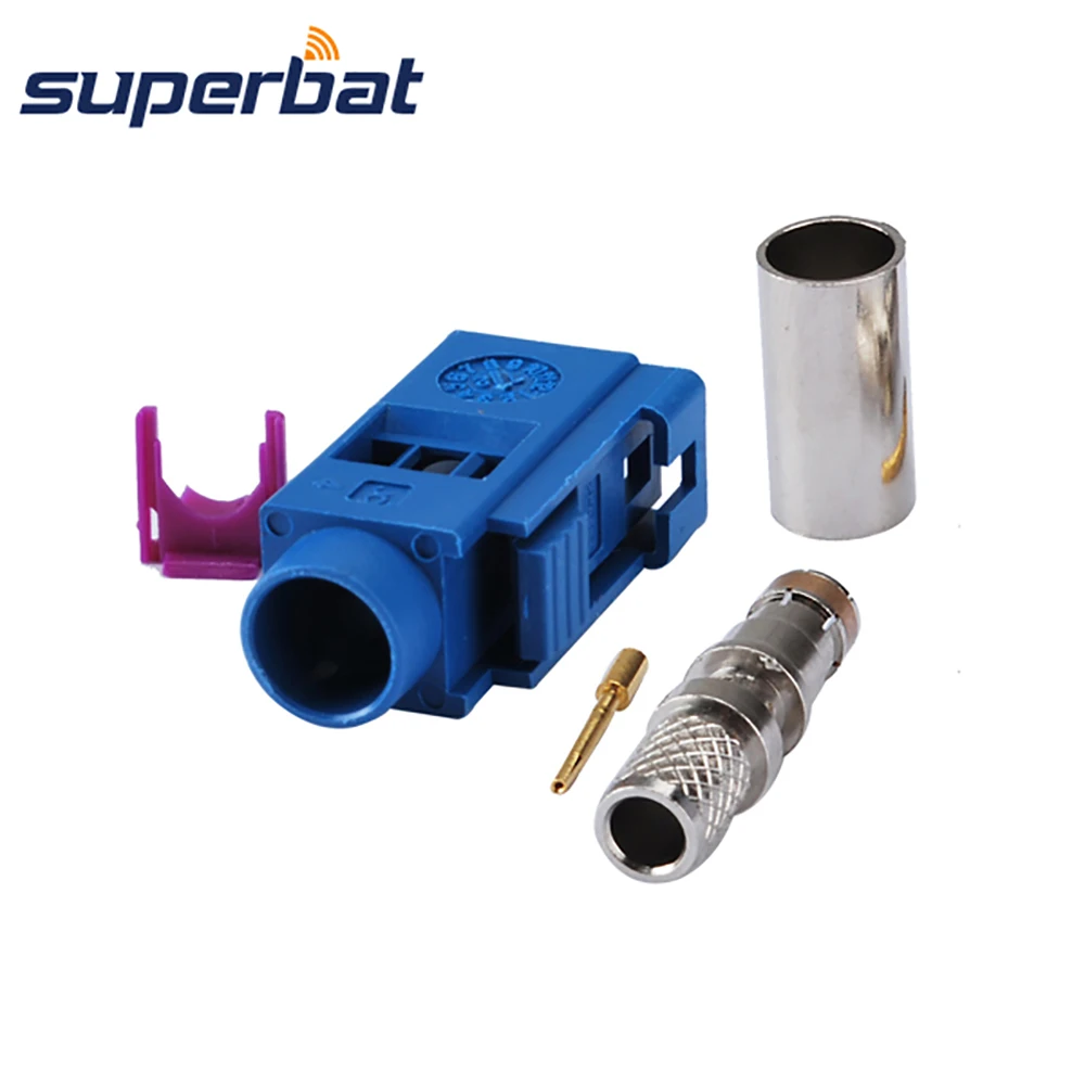 

Superbat RF Coaxial Connector Fakra C Blue/5005 Female Jack Connector Crimp for Cable RG58 LMR195 for GPS Antenna