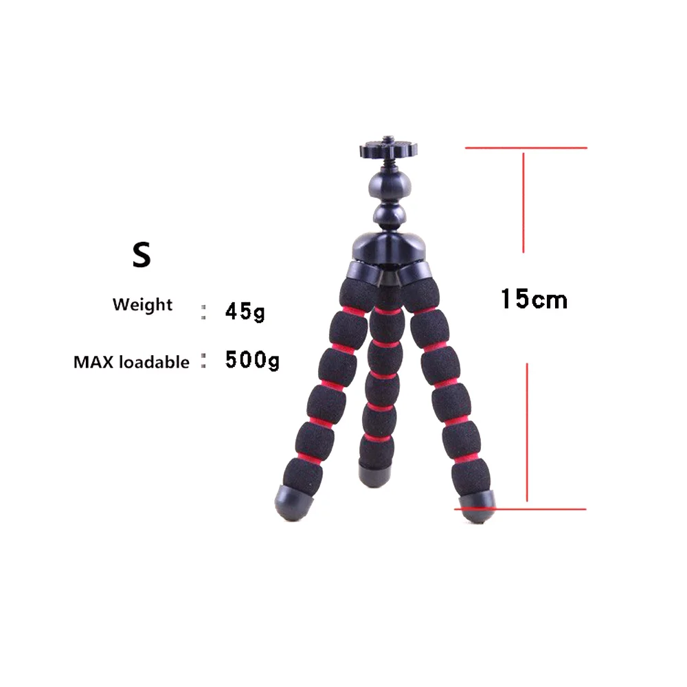 Kaliou Mini Flexible Sponge Octopus Tripod for Gopro 7 6 5 4 3 for iPhone Samsung Xiaomi Huawei Mobile Phone Smartphone Tripod 